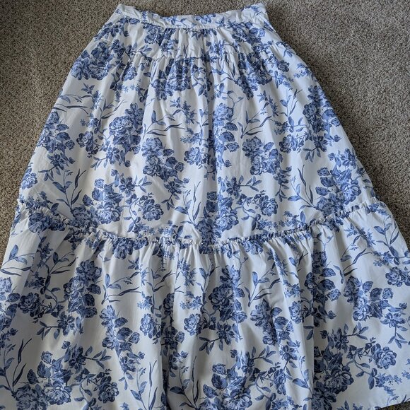 American Tall Vintage Floral Blue and White Maxi Skirt XXL Tall - Picture 3 of 7